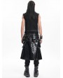 Devil Fashion Black Gothic Punk Asymmetric Zip-Up Ripped Sleeveless Shirt for Men