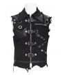 Devil Fashion Black Gothic Punk Asymmetric Zip-Up Ripped Sleeveless Shirt for Men