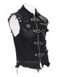 Devil Fashion Black Gothic Punk Asymmetric Zip-Up Ripped Sleeveless Shirt for Men