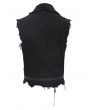 Devil Fashion Black Gothic Punk Asymmetric Zip-Up Ripped Sleeveless Shirt for Men