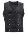 Devil Fashion Black Gothic Vintage Pattern Double Breasted Party Waistcoat for Men