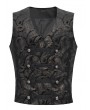 Devil Fashion Black and Golden Gothic Vintage Pattern Double Breasted Party Waistcoat for Men