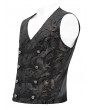 Devil Fashion Black and Golden Gothic Vintage Pattern Double Breasted Party Waistcoat for Men