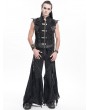 Devil Fashion Black Gothic Punk Spiked Armor Fitted Zip-Up Sleeveless Shirt for Men