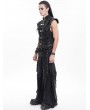 Devil Fashion Black Gothic Punk Spiked Armor Fitted Zip-Up Sleeveless Shirt for Men