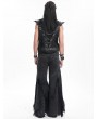 Devil Fashion Black Gothic Punk Spiked Armor Fitted Zip-Up Sleeveless Shirt for Men