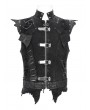 Devil Fashion Black Gothic Punk Spiked Armor Fitted Zip-Up Sleeveless Shirt for Men