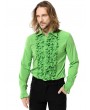 Pentagramme Green Gothic Vintage Disco Jabot Long Sleeve Shirt for Men