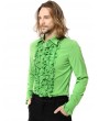 Pentagramme Green Gothic Vintage Disco Jabot Long Sleeve Shirt for Men