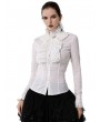 Pentagramme White Gothic Retro Lace Ruffled Jabot Shirt for Women