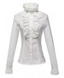 Pentagramme White Gothic Retro Lace Ruffled Jabot Shirt for Women