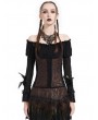 Pentagramme Black and Brown Steampunk Gothic Off-the-Shoulder Corset Top for Women