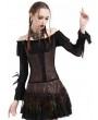 Pentagramme Black and Brown Steampunk Gothic Off-the-Shoulder Corset Top for Women