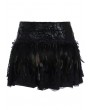 Pentagramme Black Floral Print Gothic Lace Feather Short Skirt