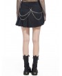 Pentagramme Black Gothic Punk Rock Short Pleated Skirt with Chains