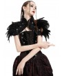 Pentagramme Black Gothic Feather High Collar Bolero Cape for Women