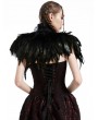 Pentagramme Black Gothic Feather High Collar Bolero Cape for Women