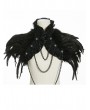 Pentagramme Black Gothic Feather High Collar Bolero Cape for Women