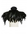 Pentagramme Black Gothic Feather High Collar Bolero Cape for Women