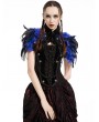 Pentagramme Blue Gothic Feather High Collar Bolero Cape for Women