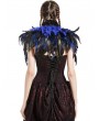 Pentagramme Blue Gothic Feather High Collar Bolero Cape for Women