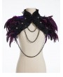 Pentagramme Purple Gothic Feather High Collar Bolero Cape for Women