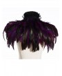 Pentagramme Purple Gothic Feather High Collar Bolero Cape for Women