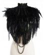 Pentagramme Black Gothic Feather High Collar Fringed Bolero Cape for Women