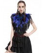 Pentagramme Blue Gothic Feather High Collar Fringed Bolero Cape for Women