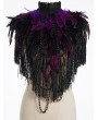 Pentagramme Purple Gothic Feather High Collar Fringed Bolero Cape for Women