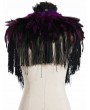 Pentagramme Purple Gothic Feather High Collar Fringed Bolero Cape for Women