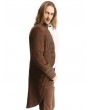 Pentagramme Brown Brocade Pattern Gothic Steampunk Mid-Length Tailcoat for Men