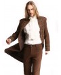 Pentagramme Brown Brocade Pattern Gothic Steampunk Mid-Length Tailcoat for Men