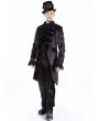 Pentagramme Black Brocade Pattern Gothic Mid-Length Tailcoat for Men