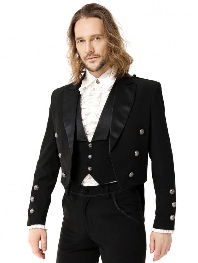 Pentagramme Black Gothic Shawl Collar Slim Fit Gentleman's Tuxedo Jacket