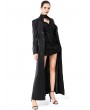 Pentagramme Black Gothic Faux Leather Long Trench Coat for Women