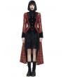 Pentagramme Red Vintage Gothic Brocade Velvet Long Coat for Women