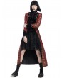 Pentagramme Red Vintage Gothic Brocade Velvet Long Coat for Women