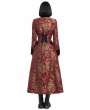 Pentagramme Red Vintage Gothic Brocade Velvet Long Coat for Women