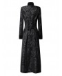 Pentagramme Black Vintage Gothic Brocade Velvet Long Coat for Women