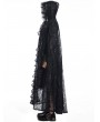 Pentagramme Black Gothic Lace Ruffle Long Hooded Cape for Women