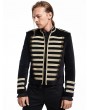 Pentagramme Black Velvet Gothic Double-Breasted Military Style Jacket for Men