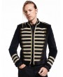 Pentagramme Black Velvet Gothic Double-Breasted Military Style Jacket for Men