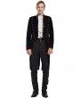 Pentagramme Black and Red Gothic Velvet Military Button Front Tailcoat for Men