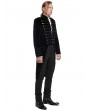 Pentagramme Black Gothic Velvet Button Front Tailcoat for Men