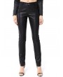 Pentagramme Black Gothic Faux Leather Straight Fit Pants for Women