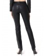 Pentagramme Black Gothic Faux Leather Straight Fit Pants for Women