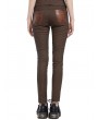 Pentagramme Brown Striped Steampunk Gothic Faux Leather Patch Long Pants for Women