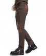 Pentagramme Brown Striped Steampunk Gothic Faux Leather Patch Long Pants for Men