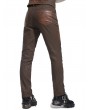 Pentagramme Brown Striped Steampunk Gothic Faux Leather Patch Long Pants for Men